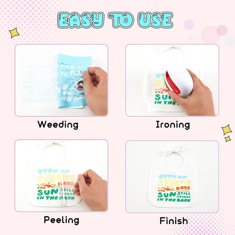 Tintnut Atomizer Color Heat Transfer Vinyl -6 Sheets 12"x10" Bright Color Iron on Vinyl for T-Shirts Clothing Bags HTV Vinyl for All Cutting Machine - Image 4